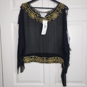La Nuit beaded silk blouse nwt